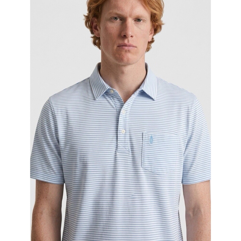 johnnie-O Light Blue and White Striped Polo